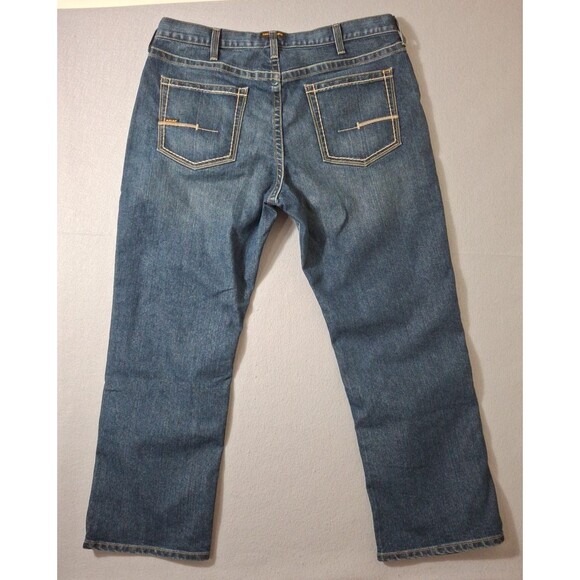 Ariat Rebar M5 Jeans Men 40x30 Blue Dark Wash Denim Western Cowboy Straight EUC - Picture 10 of 12
